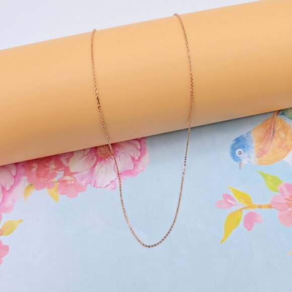 "Delicate Rose Gold Chain Necklace, 18 Inch, Gold Plated Over Brass, XPNL0099 - Picture 3 of 12